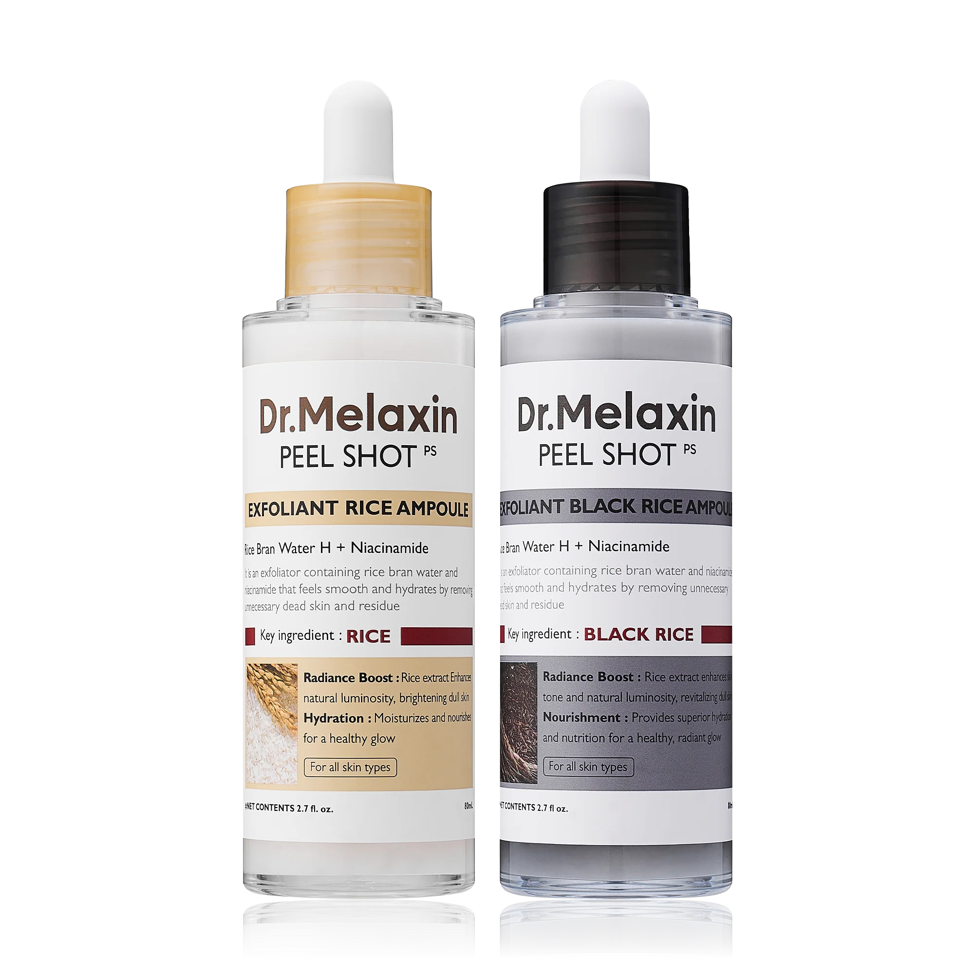 Dr.Melaxin Peel Shot Glow Rice Peeling Ampoule Duo DailySoft Exfoliating Face and Body Scrub Dead Skin CellsBlackhead Remover for All Skin Types korean skin care