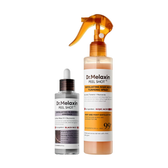 Dr.Melaxin body & face peelshot duo glow black ricepeeling ampoule kojic acid &turmeric spray