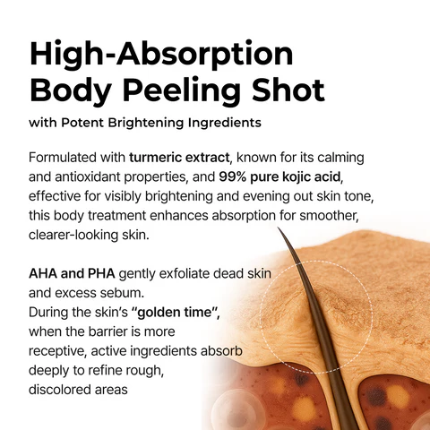 Dr.Melaxin body & face peelshot duo glow black ricepeeling ampoule kojic acid &turmeric spray