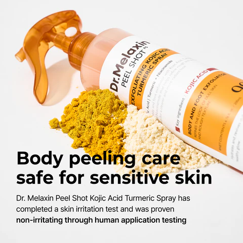 Dr.Melaxin body & face peelshot duo glow black ricepeeling ampoule kojic acid &turmeric spray