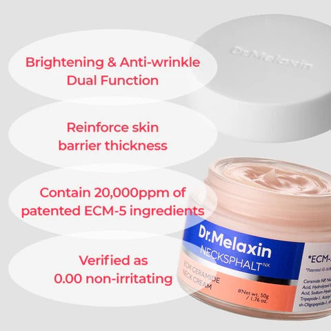 Dr.Melaxin Necksphalt FirmingCream with ECM-5 20,000ppm,Firming & Lifting Neck Creamfor Wrinkles & Sagging Skin,Ceramide & Collagen forElasticity & Radiant Glow
